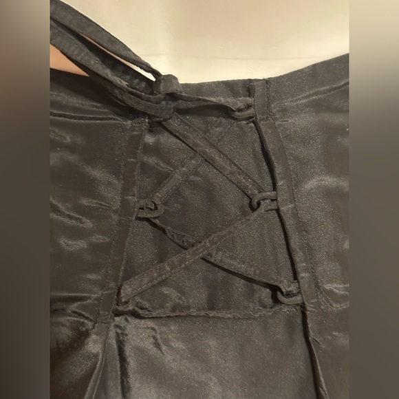 Moss Black Satin Maxi Corset Back Skirt Sz 14 Zipper Closure On Side Ski… - Picture 5 of 11